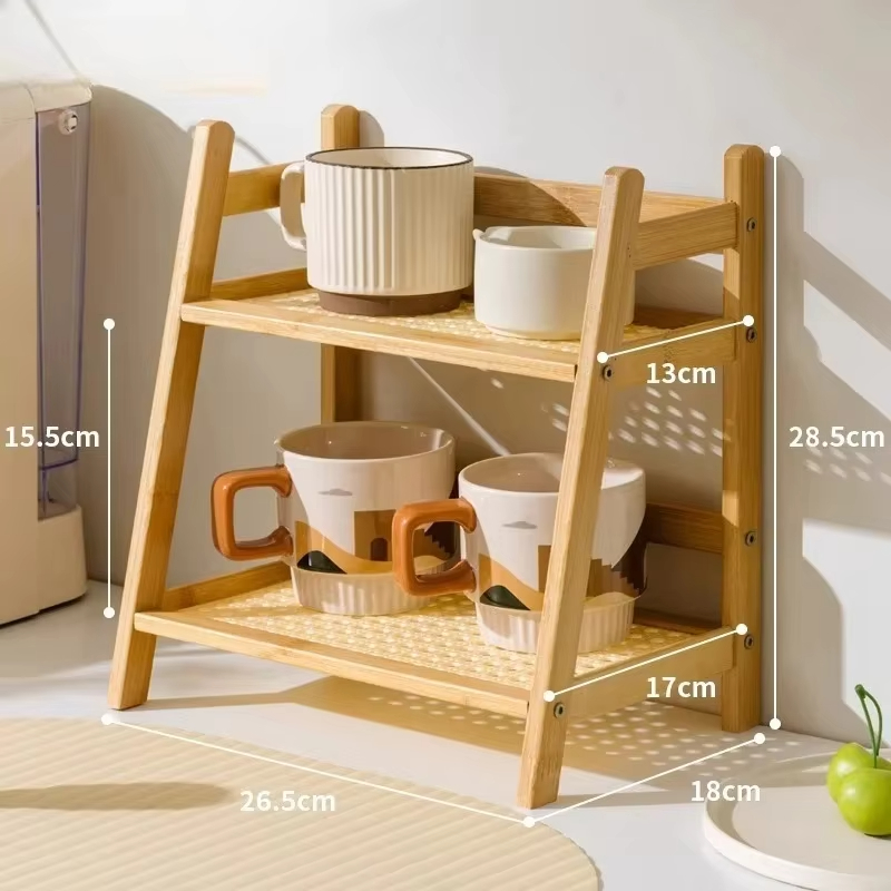 Commercial Kitchen Tables - Étagère de rangement rétro en bambou