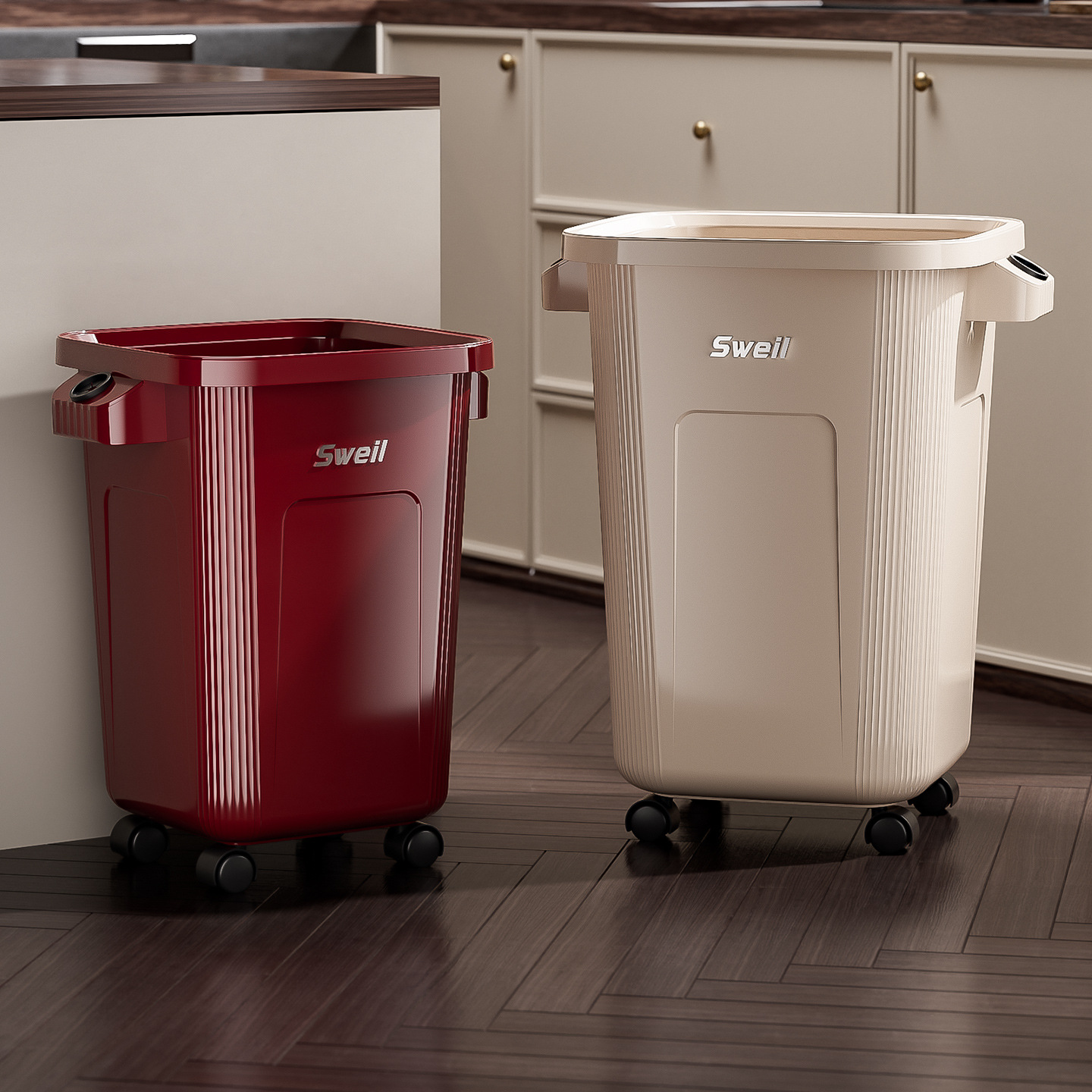 Commercial Kitchen Garbage Can - Grande poubelle roulante avec roues, bac