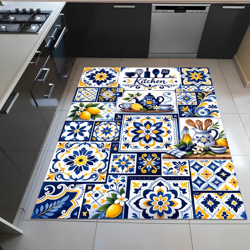 Commercial Kitchen Tile Flooring - Tapis de cuisine en mosaïque méditerranéenne,