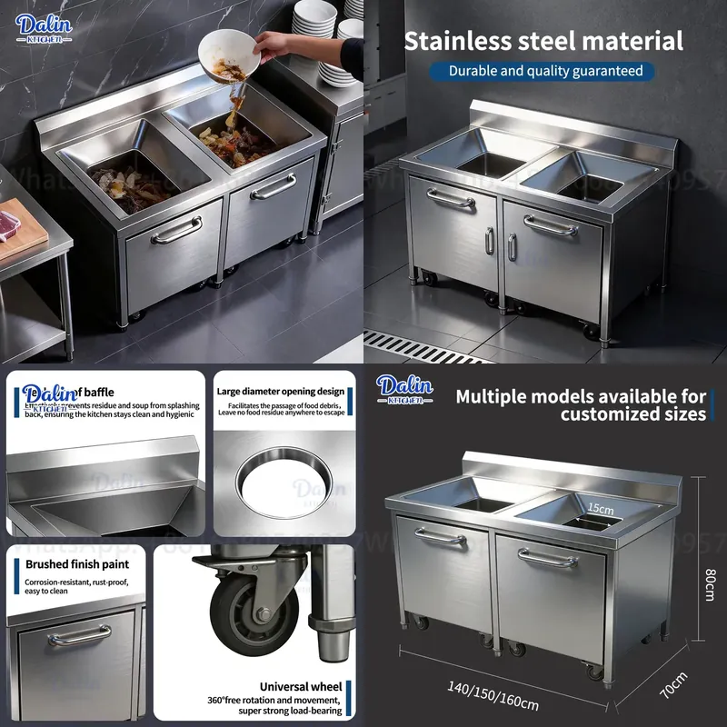 Commercial Kitchen Garbage Can - Poubelle coulissante en acier inoxydable 304