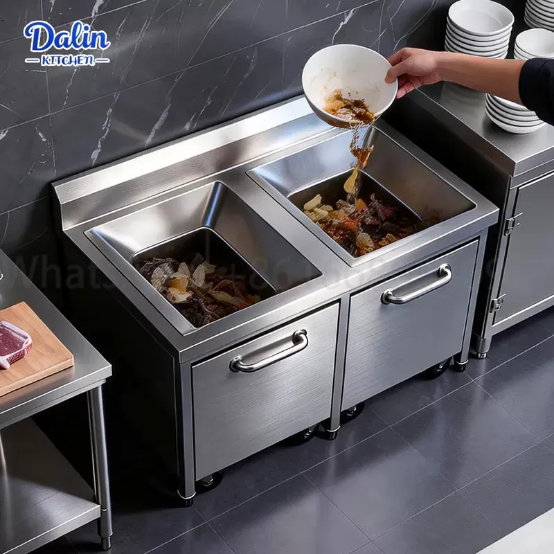Poubelle coulissante en acier  - Commercial Kitchen Garbage Can avis et prix